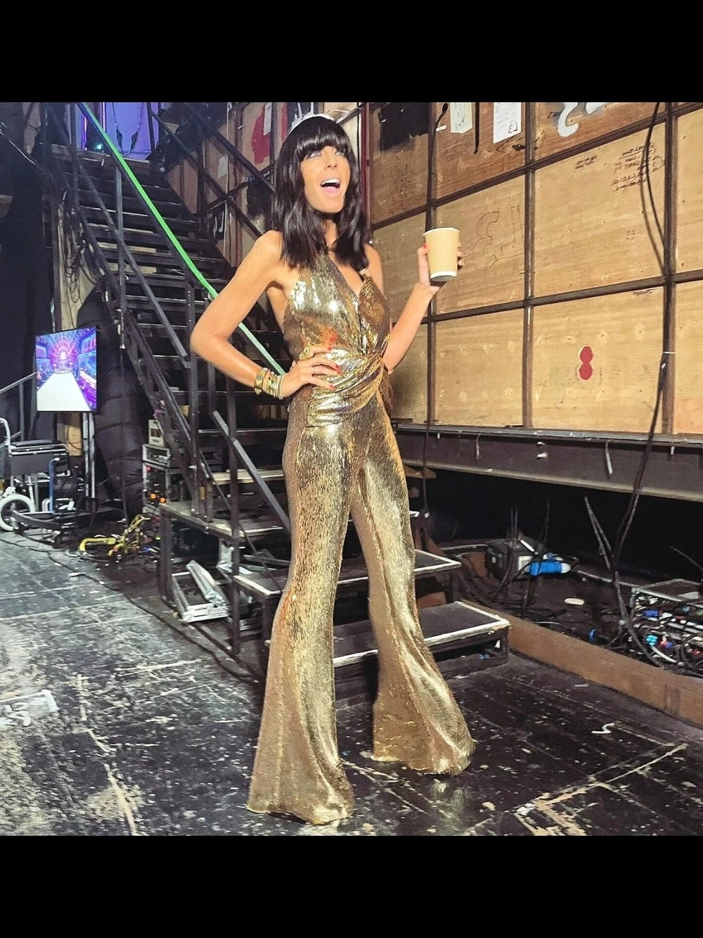 Gold Sequin Wide-Leg Jumpsuit